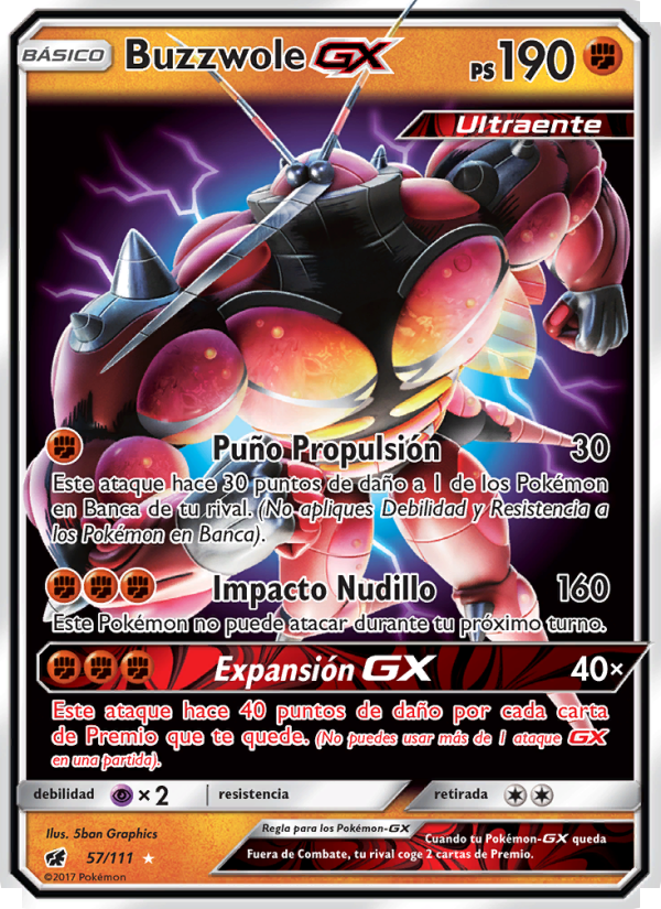 Buzzwole GX 57 — Crimson Invasion (Spanish Pokémon TCG card)