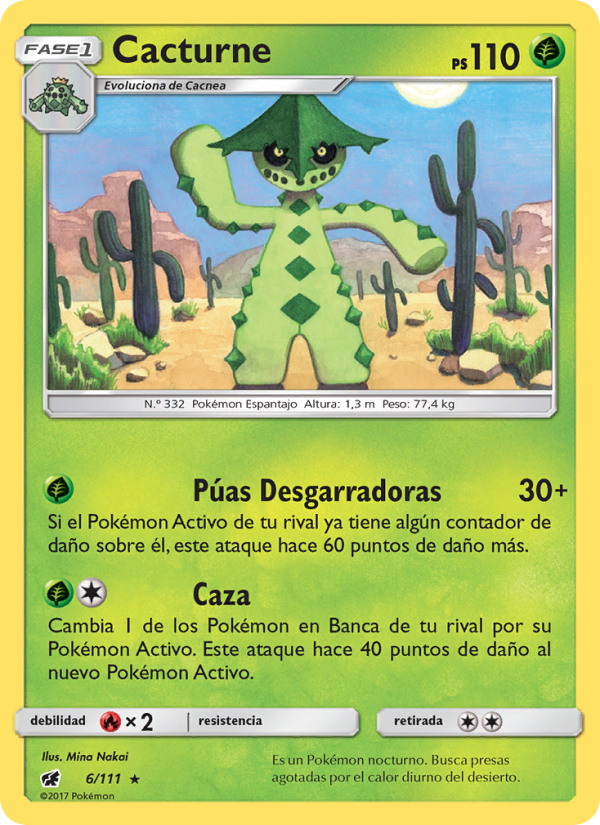 Cacturne 6 — Crimson Invasion (Spanish Pokémon TCG card)