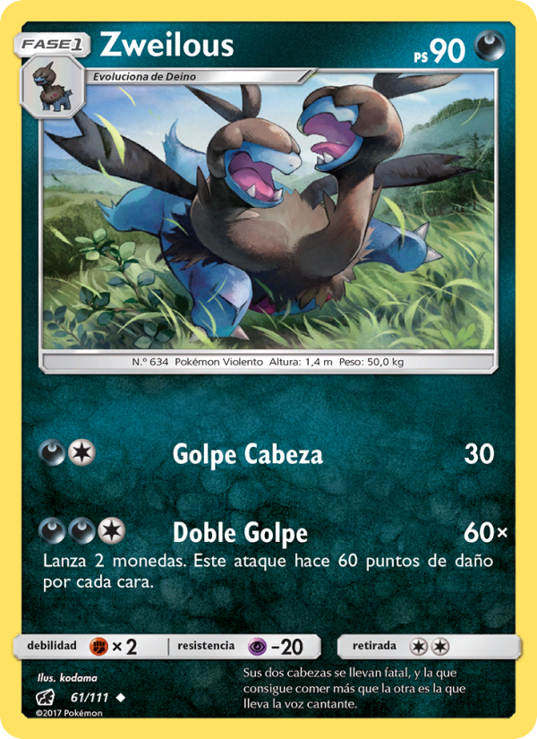 Zweilous 61 — Crimson Invasion (Spanish Pokémon TCG card)