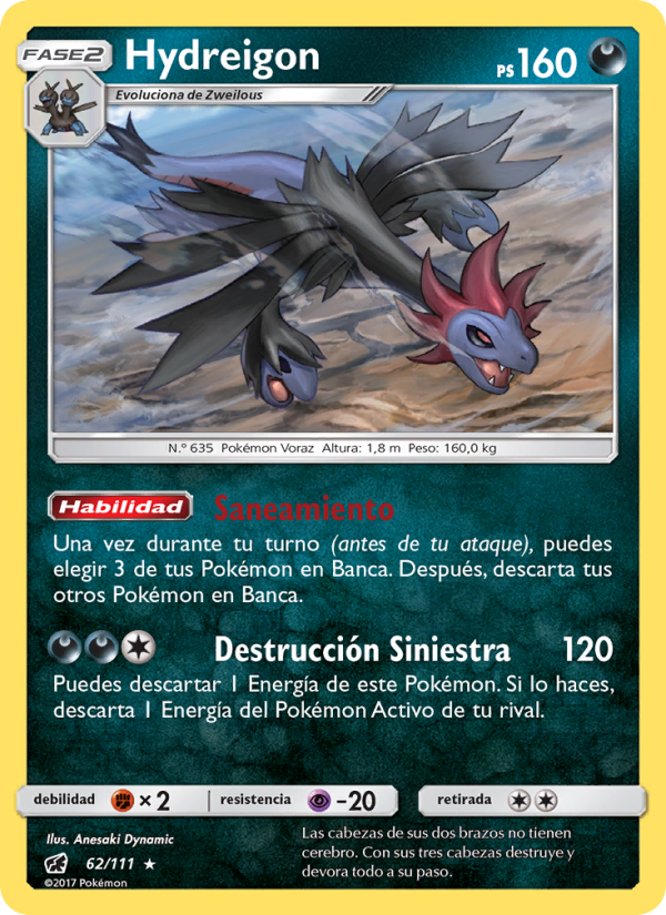 Hydreigon 62 — Crimson Invasion (Spanish Pokémon TCG card)