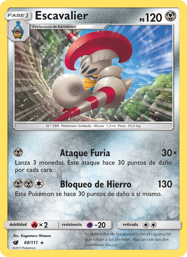 Escavalier 69 — Crimson Invasion (Spanish Pokémon TCG card)