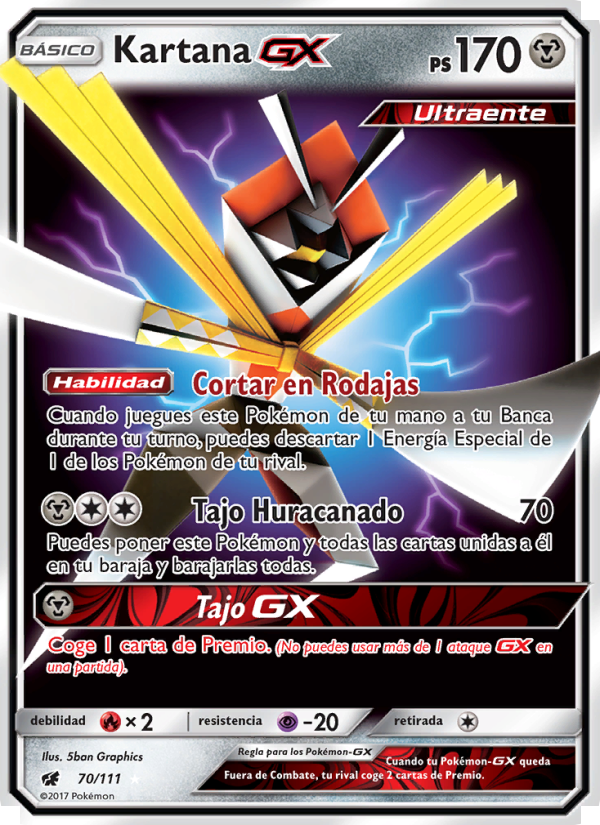 Kartana GX 70 — Crimson Invasion (Spanish Pokémon TCG card)