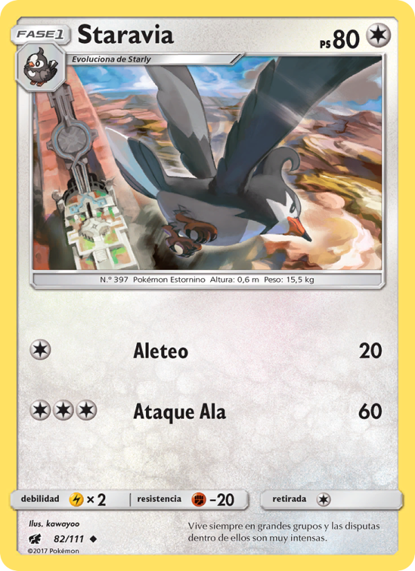 Staravia 82 — Crimson Invasion (Spanish Pokémon TCG card)