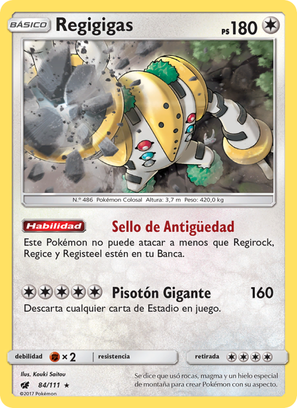 Regigigas 84 — Crimson Invasion (Spanish Pokémon TCG card)