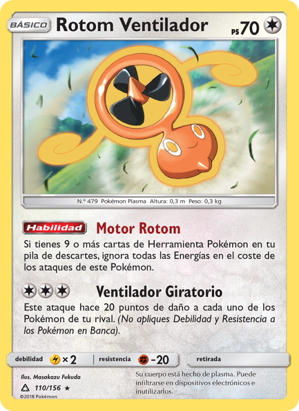 Rotom Ventilador 110 — Ultra Prism (Spanish Pokémon TCG card)