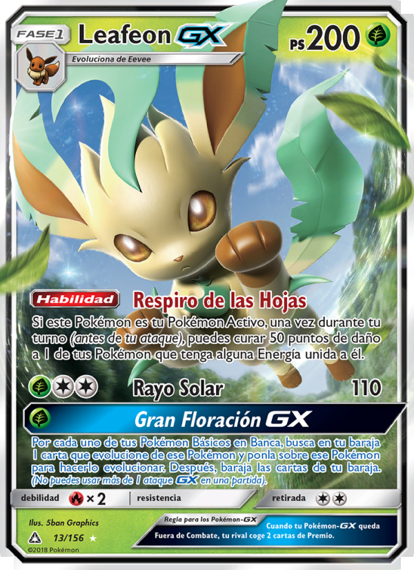 Leafeon GX 13 — Ultra Prism (Spanish Pokémon TCG card)
