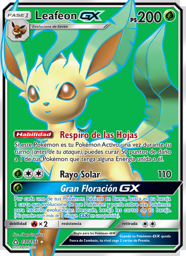 Leafeon GX 139 — Ultra Prism (Spanish Pokémon TCG card)