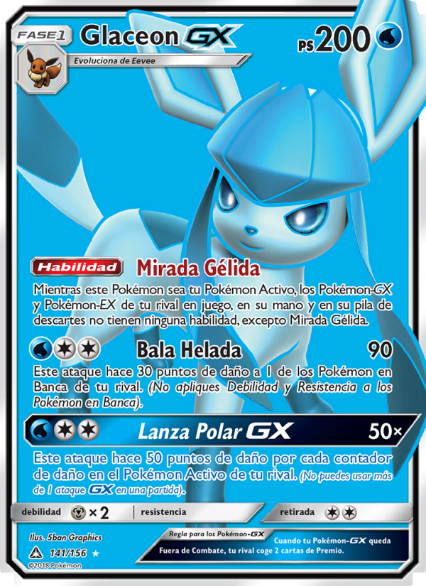 Glaceon GX 141 — Ultra Prism (Spanish Pokémon TCG card)