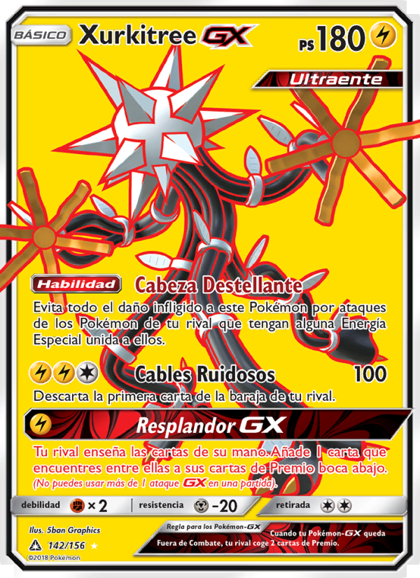 Xurkitree GX 142 — Ultra Prism (Spanish Pokémon TCG card)
