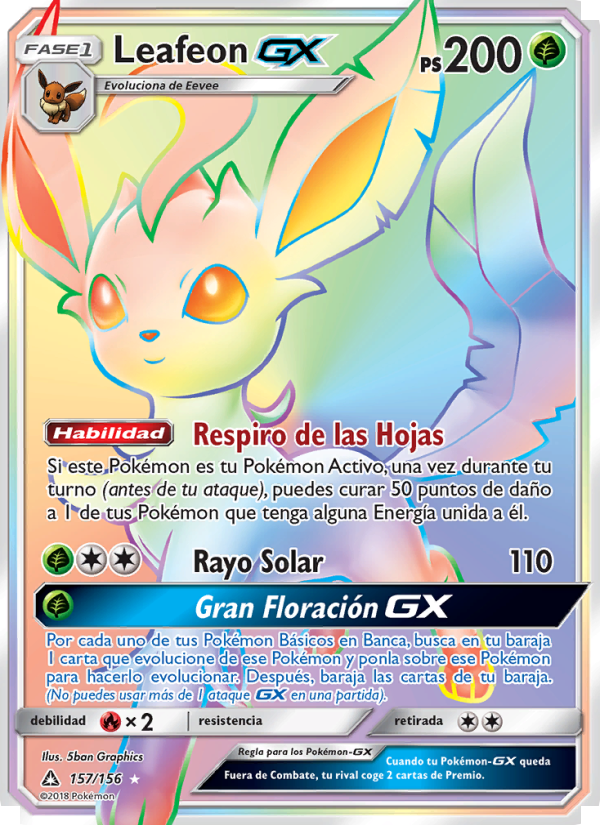 Leafeon GX 157 — Ultra Prism (Spanish Pokémon TCG card)