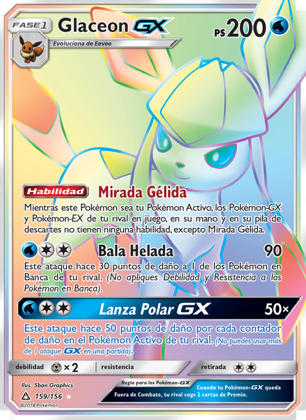 Glaceon GX 159 — Ultra Prism (Spanish Pokémon TCG card)