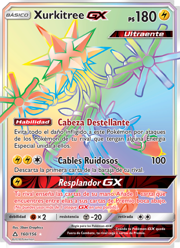 Xurkitree GX 160 — Ultra Prism (Spanish Pokémon TCG card)