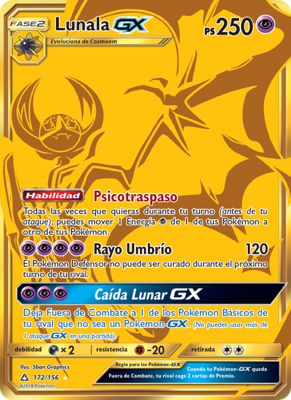 Lunala GX 172 — Ultra Prism (Spanish Pokémon TCG card)