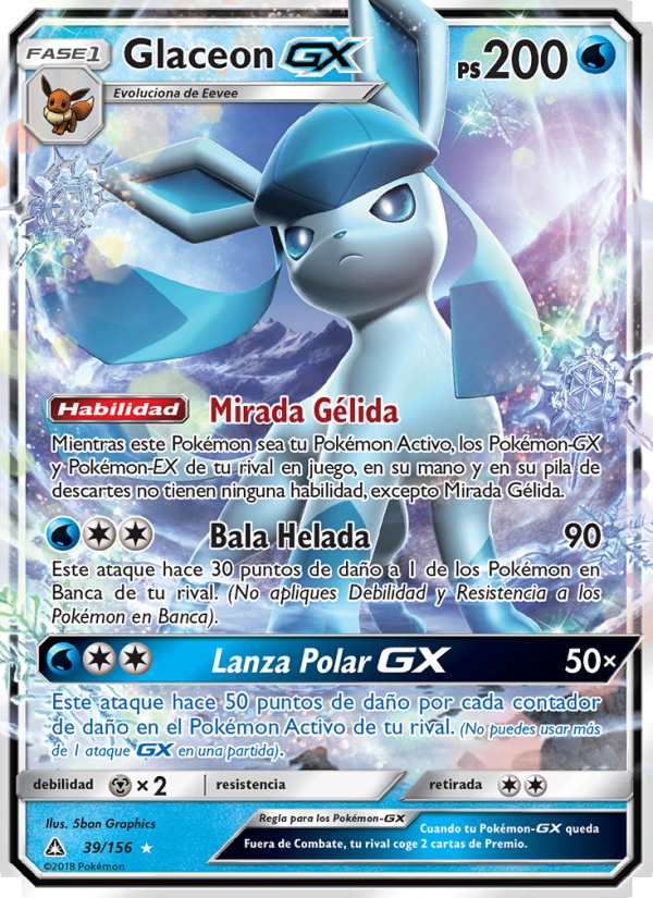 Glaceon GX 39 — Ultra Prism (Spanish Pokémon TCG card)