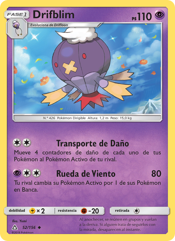 Drifblim 52 — Ultra Prism (Spanish Pokémon TCG card)