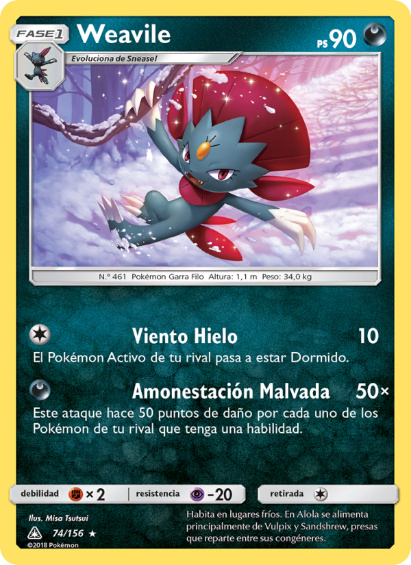 Weavile 74 — Ultra Prism (Spanish Pokémon TCG card)