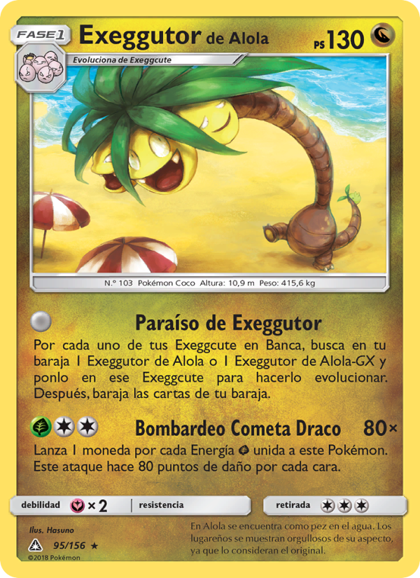 Exeggutor de Alola 95 — Ultra Prism (Spanish Pokémon TCG card)