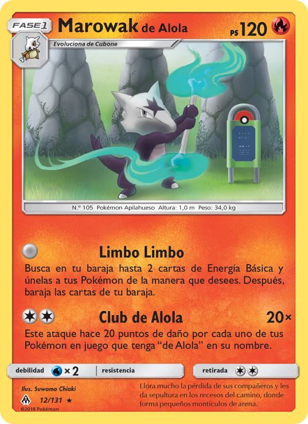 Marowak de Alola 12 — Grauen Der Lichtfinsternis (Spanish Pokémon TCG card)