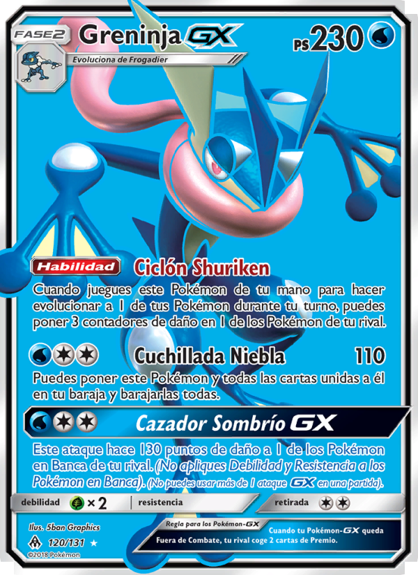 Greninja GX 120 — Grauen Der Lichtfinsternis (Spanish Pokémon TCG card)