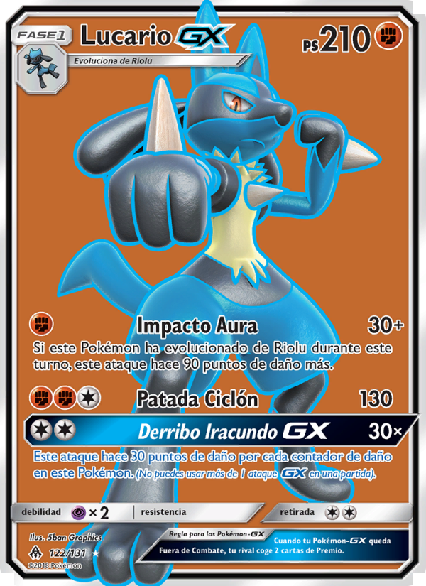 Lucario GX 122 — Grauen Der Lichtfinsternis (Spanish Pokémon TCG card)