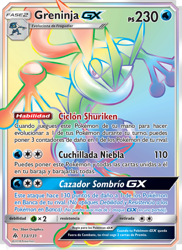 Greninja GX 133 — Grauen Der Lichtfinsternis (Spanish Pokémon TCG card)