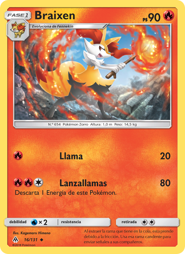 Braixen 16 — Grauen Der Lichtfinsternis (Spanish Pokémon TCG card)