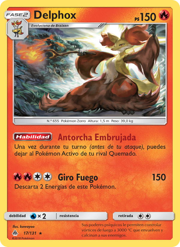 Delphox 17 — Grauen Der Lichtfinsternis (Spanish Pokémon TCG card)