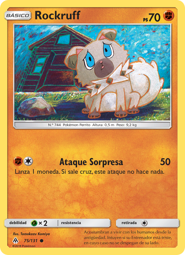 Rockruff 75 — Grauen Der Lichtfinsternis (Spanish Pokémon TCG card)