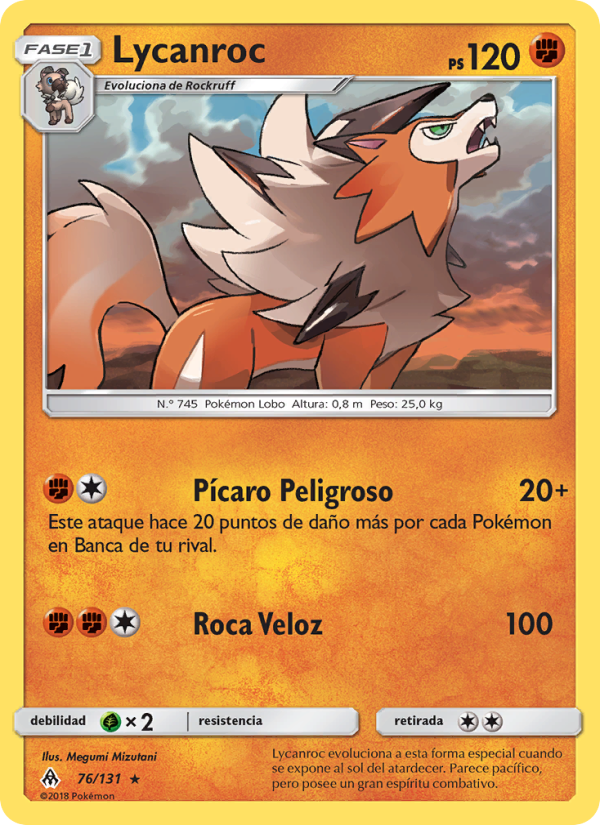 Lycanroc 76 — Grauen Der Lichtfinsternis (Spanish Pokémon TCG card)