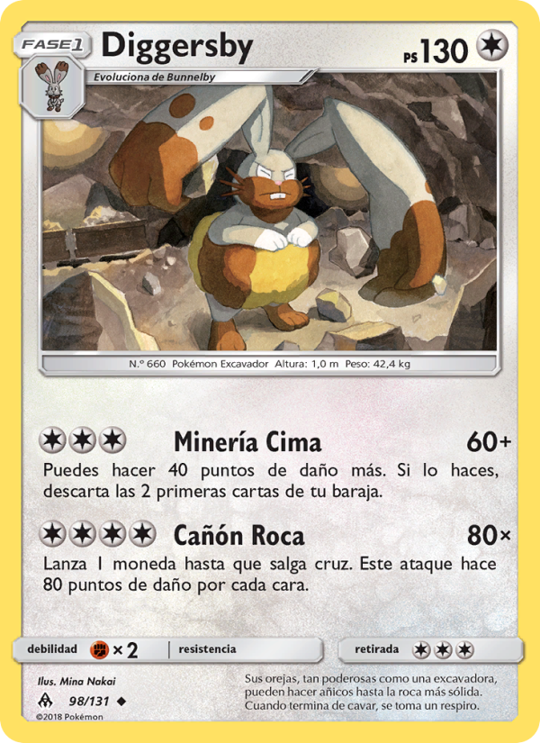 Diggersby 98 — Grauen Der Lichtfinsternis (Spanish Pokémon TCG card)