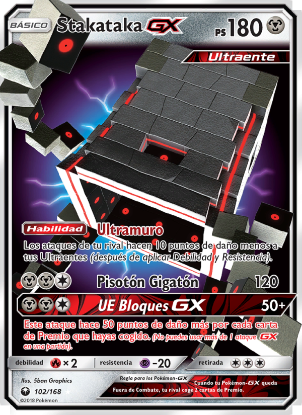Stakataka GX 102 — Celestial Storm (Spanish Pokémon TCG card)