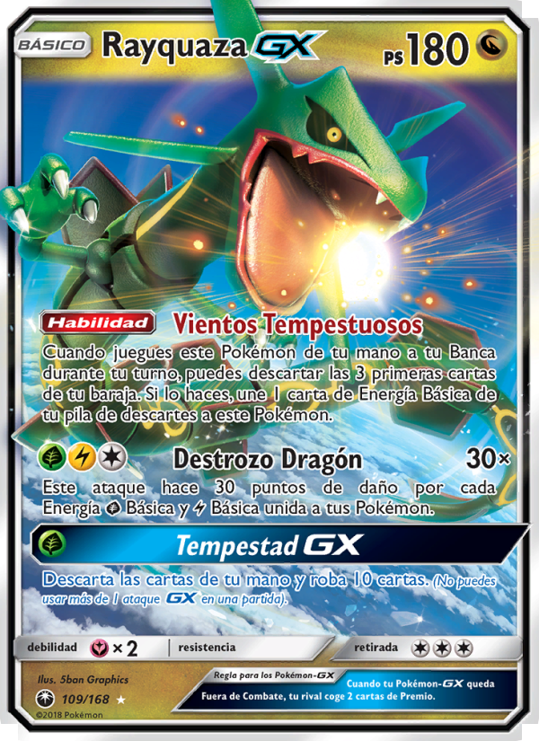Rayquaza GX 109 — Celestial Storm (Spanish Pokémon TCG card)