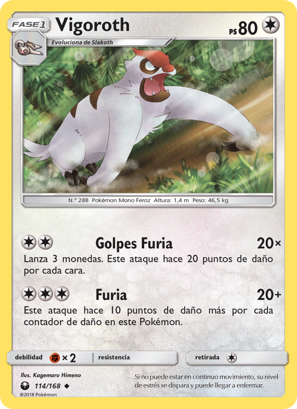 Vigoroth 114 — Celestial Storm (Spanish Pokémon TCG card)