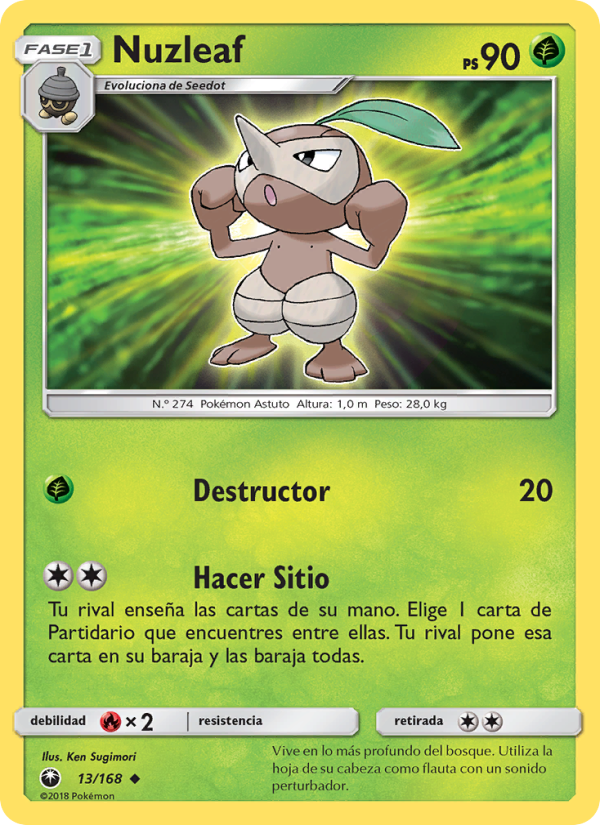 Nuzleaf 13 — Celestial Storm (Spanish Pokémon TCG card)