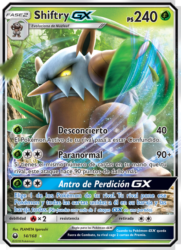 Shiftry GX 14 — Celestial Storm (Spanish Pokémon TCG card)