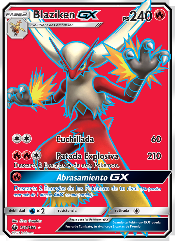 Blaziken GX 153 — Celestial Storm (Spanish Pokémon TCG card)