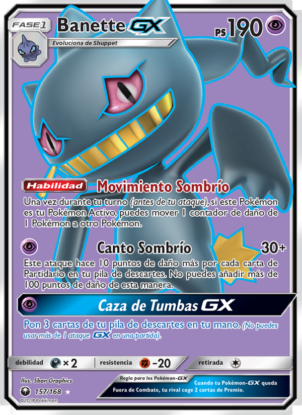 Banette GX 157 — Celestial Storm (Spanish Pokémon TCG card)