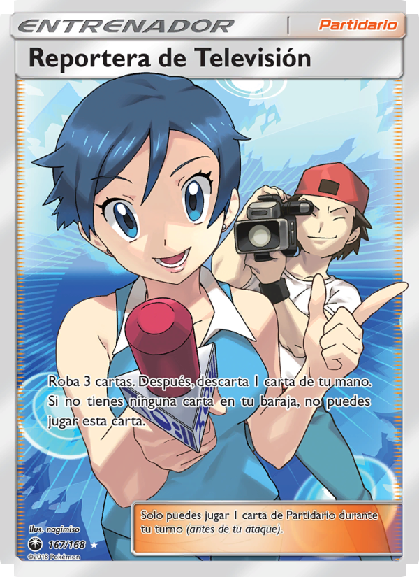 Reportera de Televisión 167 — Celestial Storm (Spanish Pokémon TCG card)
