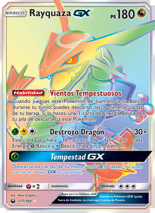 Rayquaza GX 177 — Celestial Storm (Spanish Pokémon TCG card)