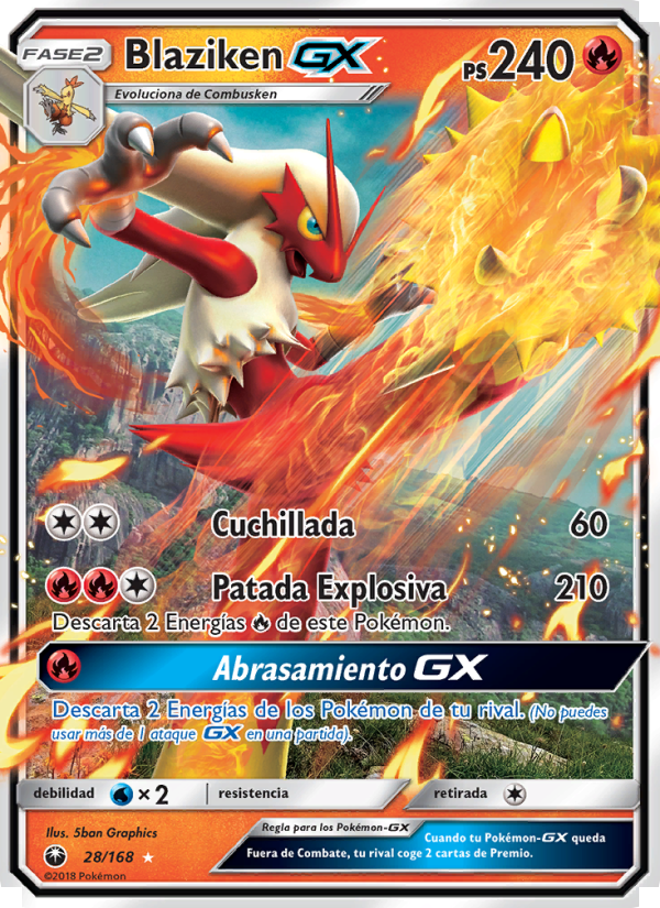 Blaziken GX 28 — Celestial Storm (Spanish Pokémon TCG card)