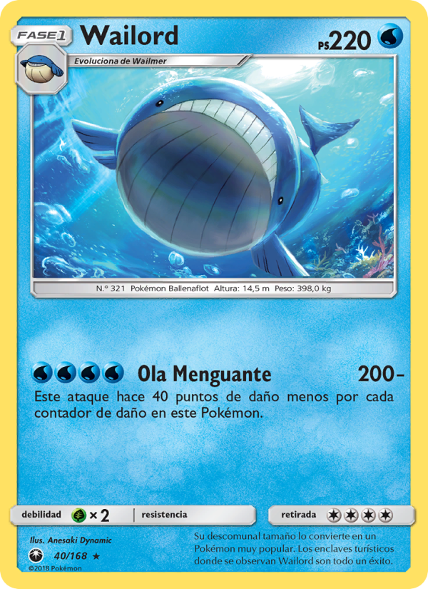 Wailord 40 — Celestial Storm (Spanish Pokémon TCG card)