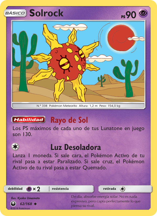 Solrock 62 — Celestial Storm (Spanish Pokémon TCG card)
