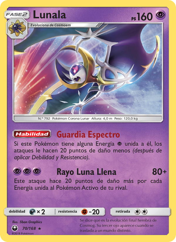 Lunala 70 — Celestial Storm (Spanish Pokémon TCG card)