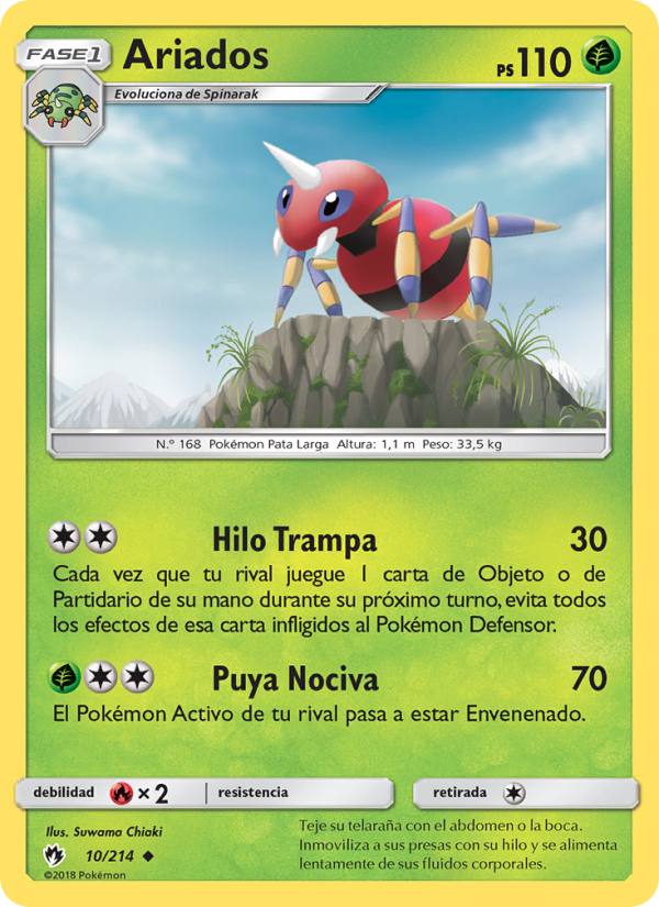 Ariados 10 — Lost Thunder (Spanish Pokémon TCG card)