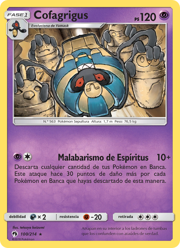 Cofagrigus 100 — Lost Thunder (Spanish Pokémon TCG card)