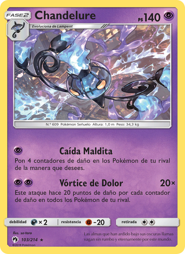 Chandelure 103 — Lost Thunder (Spanish Pokémon TCG card)