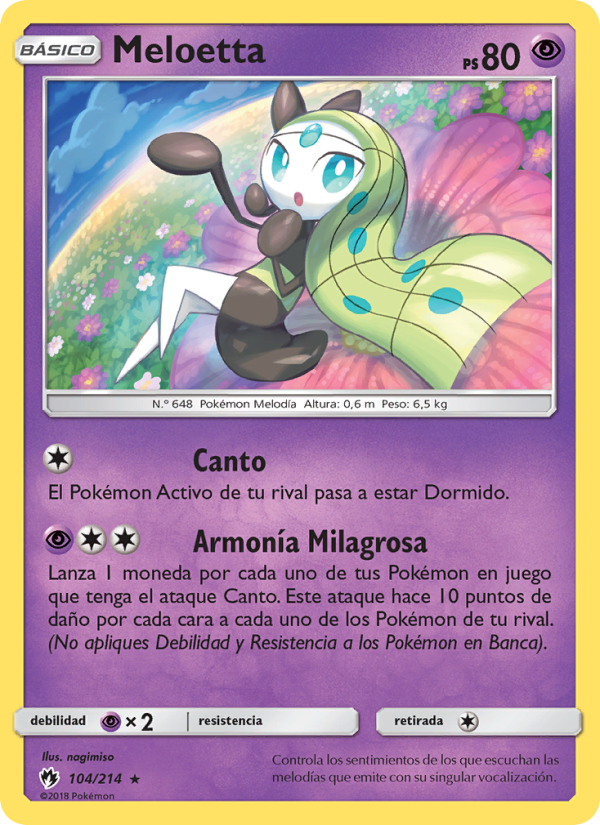 Meloetta 104 — Lost Thunder (Spanish Pokémon TCG card)