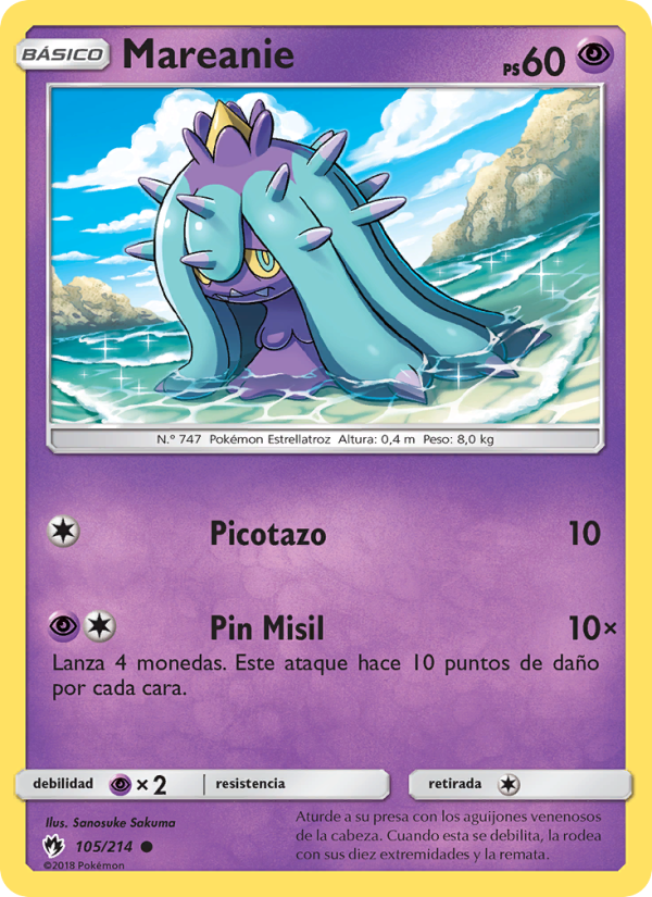 Mareanie 105 — Lost Thunder (Spanish Pokémon TCG card)