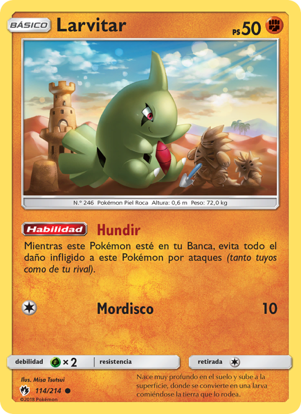 Larvitar 114 — Lost Thunder (Spanish Pokémon TCG card)