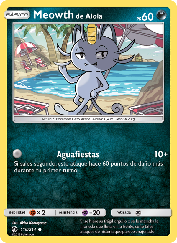 Meowth de Alola 118 — Lost Thunder (Spanish Pokémon TCG card)
